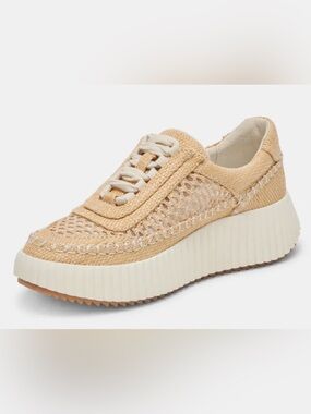 Dolce Vita Beige Woven Raffia Platform Sneaker